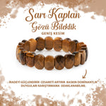 SERTİFİKALI Sarı Kaplan Gözü Doğal Taş Geniş Kesim Bileklik