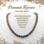 SERTİFİKALI Dumanlı Kuvars 8 mm Dizi Doğal Taş Kolye