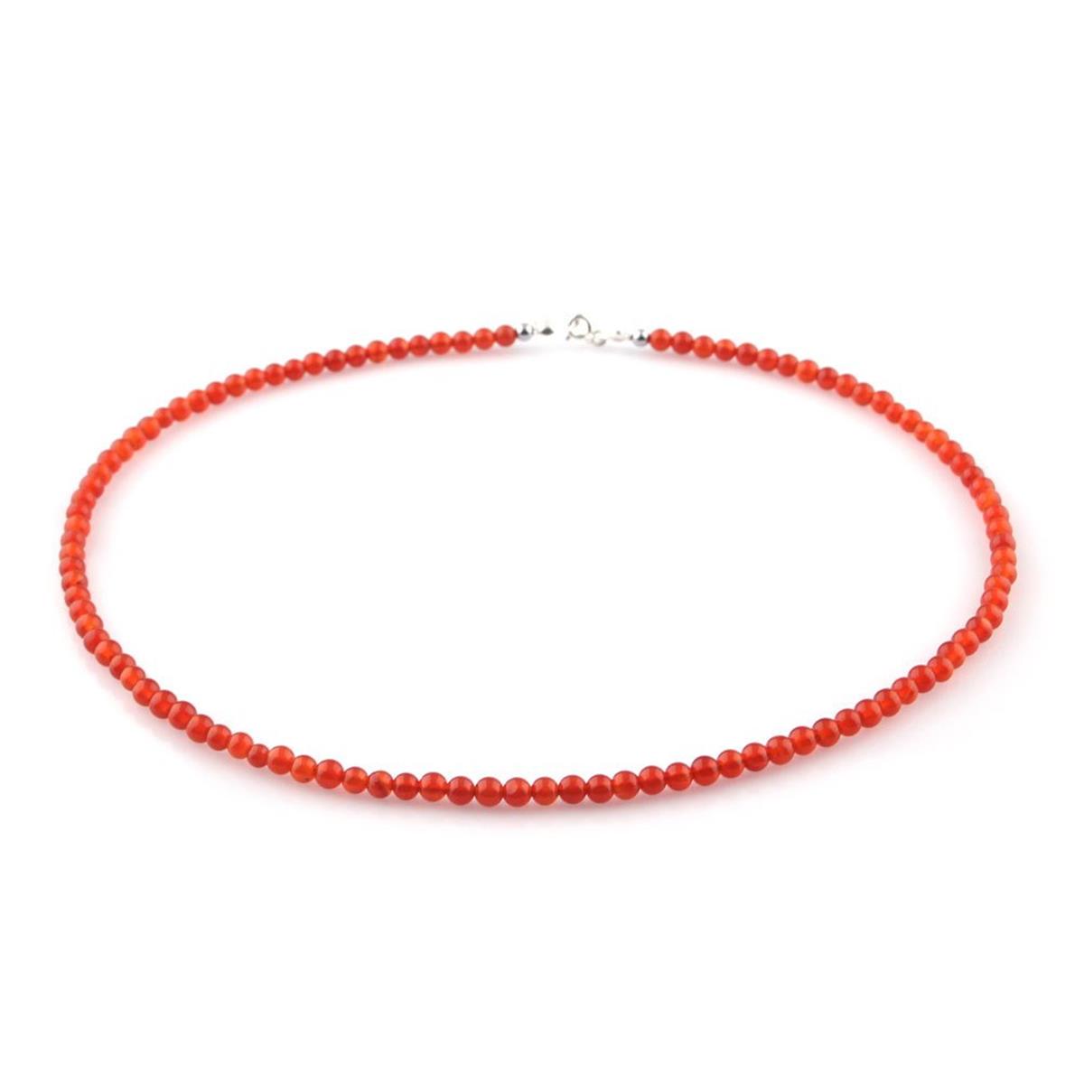 SERTİFİKALI Kırmızı Akik  Orjinal ( Taşlar) Doğaltaş Kolye 40cm - 4mm