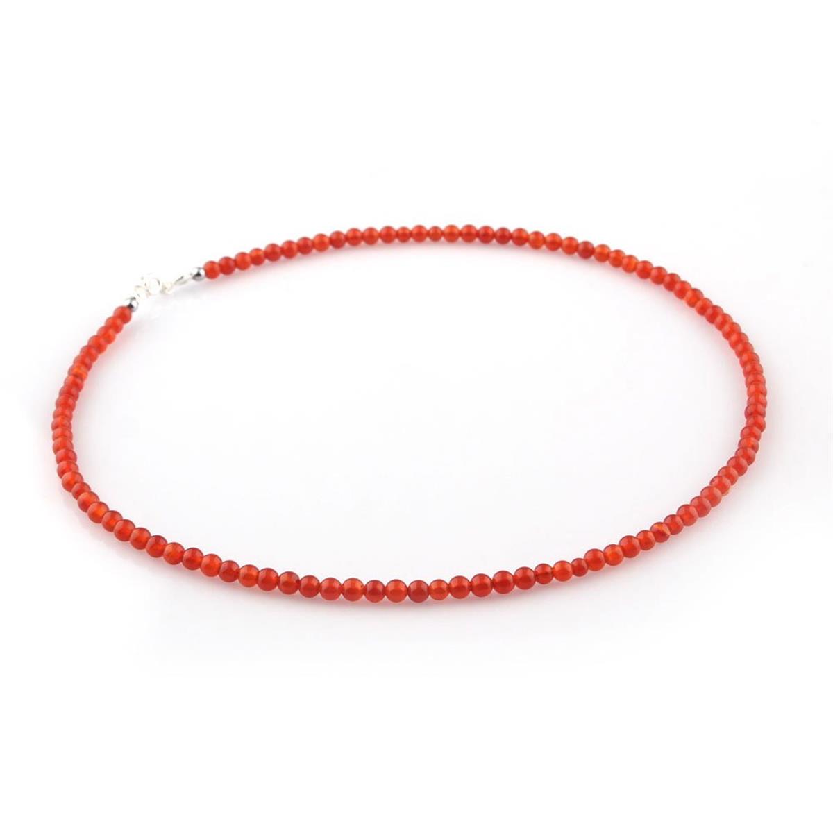 SERTİFİKALI Kırmızı Akik  Orjinal ( Taşlar) Doğaltaş Kolye 40cm - 4mm