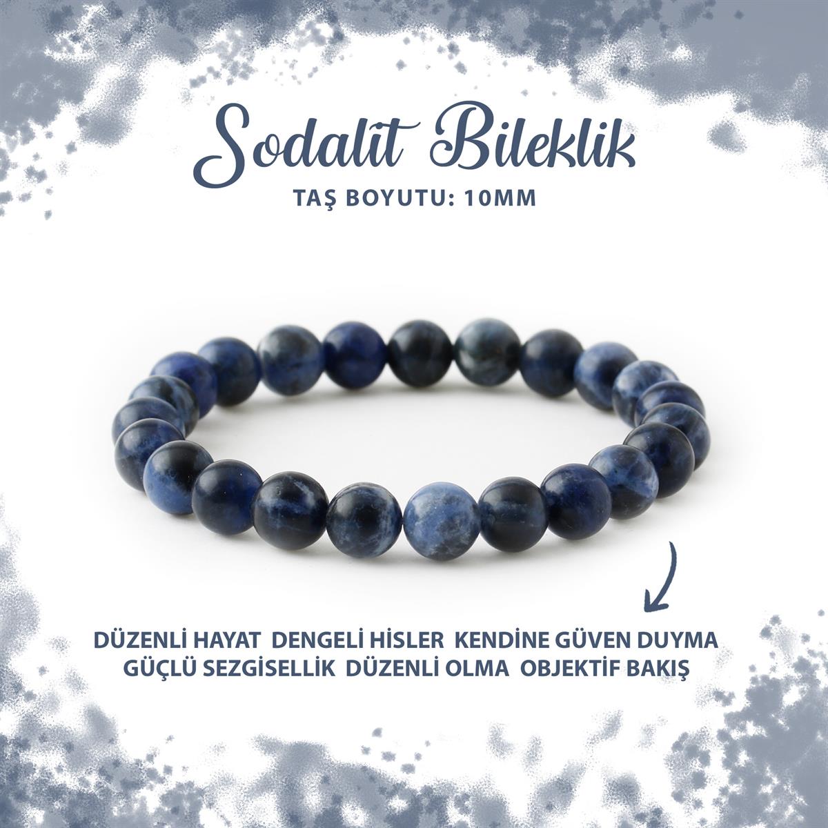 SERTİFİKALI Sodalit 10mm Doğal Taş Bileklik
