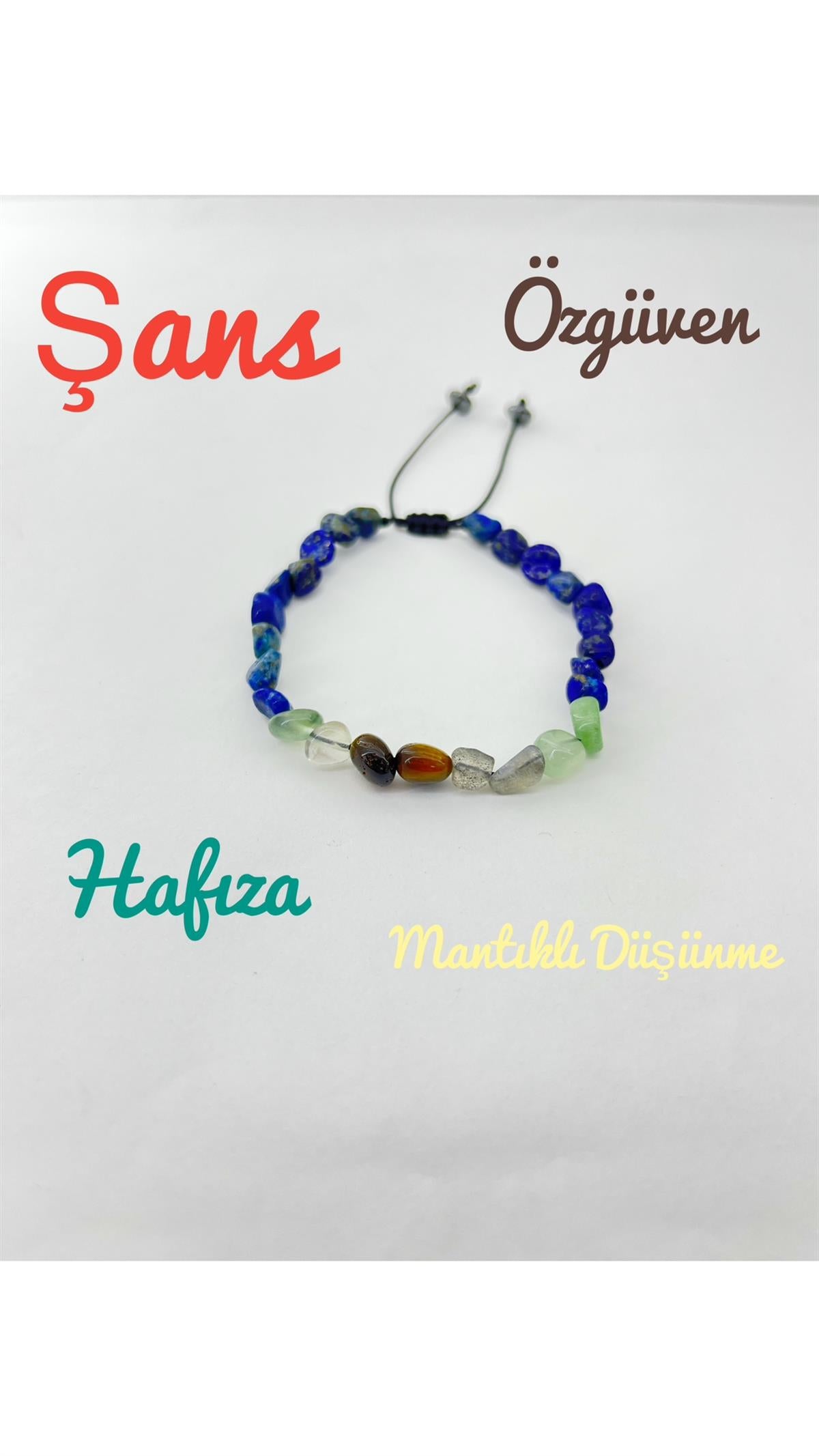 SERTİFİKALI Deniz Doğal Taş Öğrenci Başarı Bilekliği Hafıza Özgüven Mantıklı Düşünme Şans Başarı