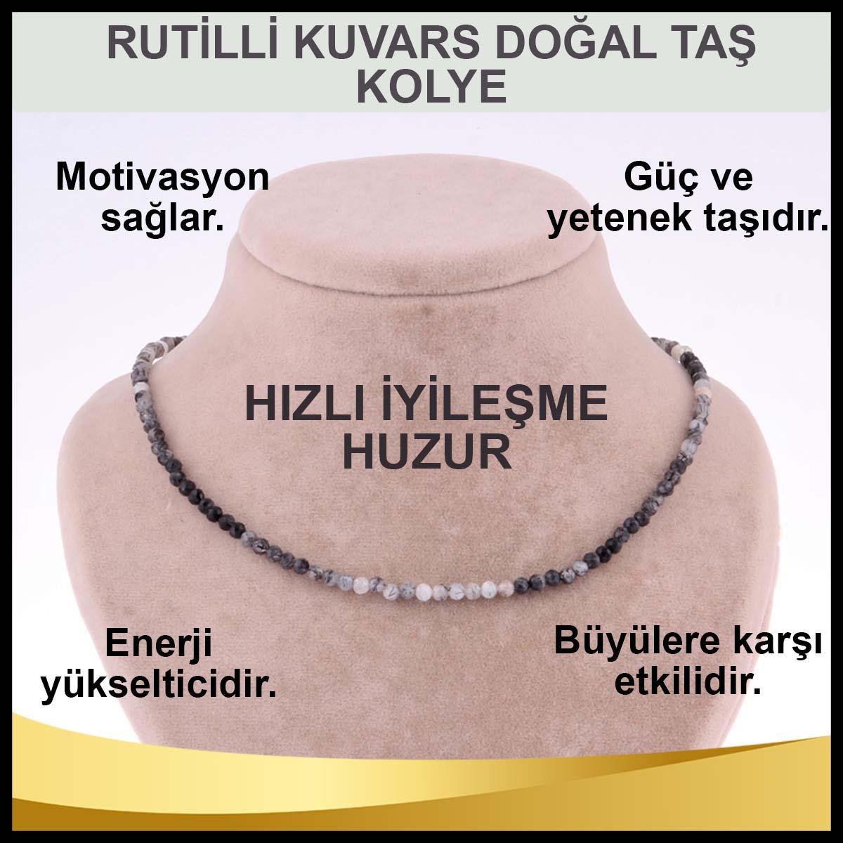 SERTİFİKALI Rutilli Kuvars  Orjinal ( Taşlar) Doğaltaş Kolye 3 mm - M406