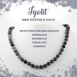 SERTİFİKALI İyolit 8 mm Düğümlü Doğal Taş Kolye