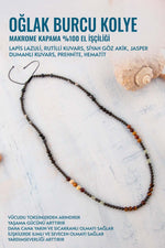 Sertifikalı Oğlak Burcu Doğal Taş Kolye (Lapis Lazuli-Rutilli Kuvars-Siyah Göz Akik-Jasper-Kuvars)