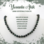 SERTİFİKALI Yosunlu Akik 8 mm Düğümlü Doğal Taş Kolye
