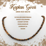 SERTİFİKALI Kaplan Gözü 6 mm Dizi Doğal Taş Kolye