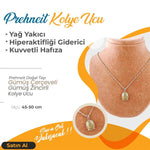SERTİFİKALI Prehneit  Orjinal ( Taşlar) Doğaltaş Kolye Ucu, Gümüş zincirle birlikte 3,5x1,5 cm, M472