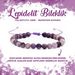 SERTİFİKALI Lepidolit 6mm Merdiven Kapama Doğal Taş Bileklik