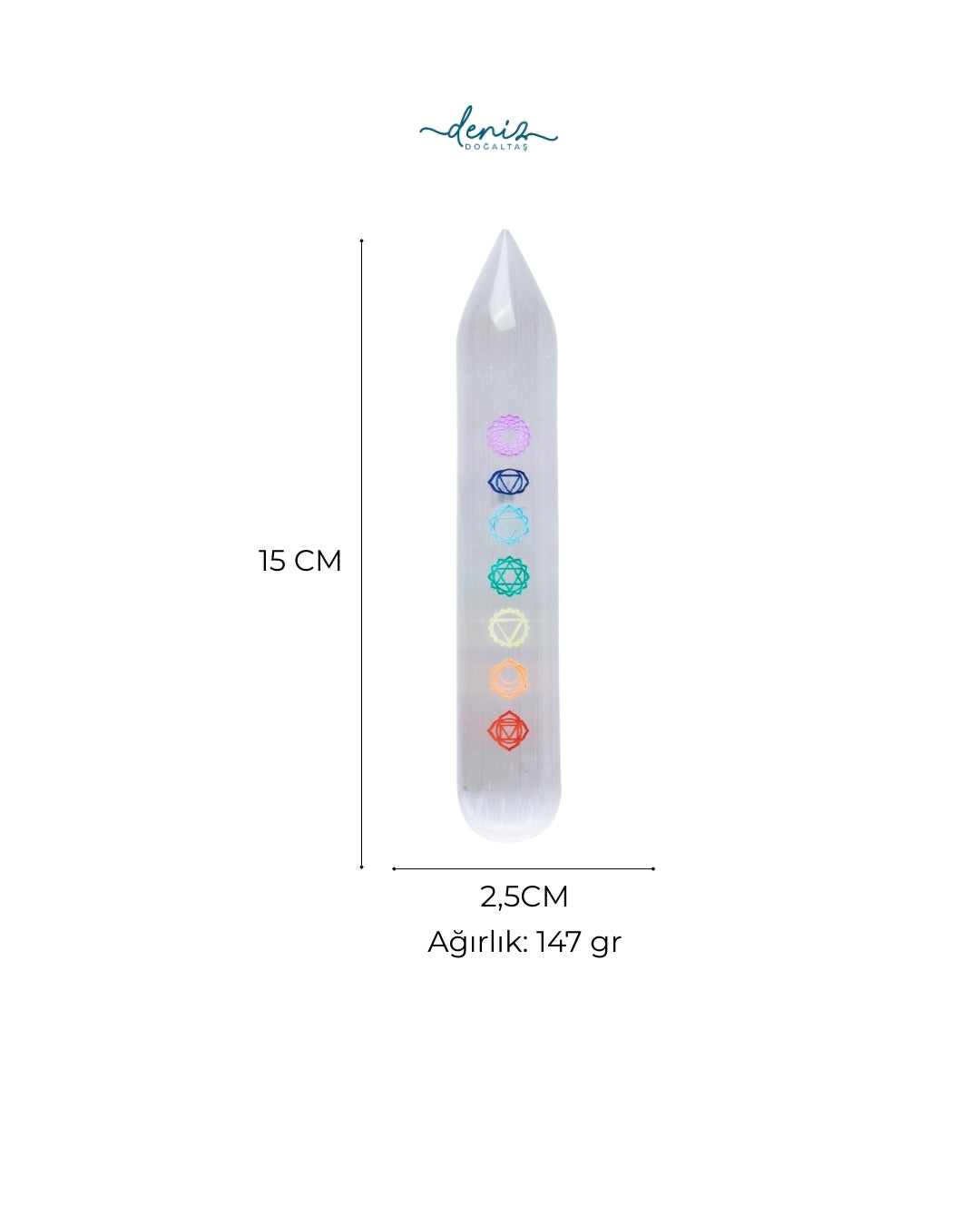 7 Çakralı Selenit Masaj Asası / Selenit obje no:22 S.K: 0108