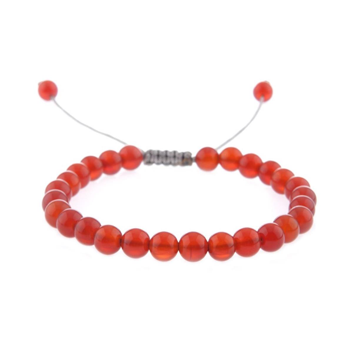 SERTİFİKALI Kırmızı Akik  Orjinal ( Taşlar) Doğaltaş Bileklik  - 4mm