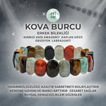 SERTİFİKALI Kova Burcu Doğal Taş Geniş Kesim Erkek Bileklik