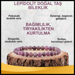 SERTİFİKALI Lepidolit  Orjinal ( Taşlar) Doğaltaş Bileklik 6 mm - B835