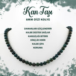 SERTİFİKALI Kan Taşı 8 mm Dizi Doğal Taş Kolye