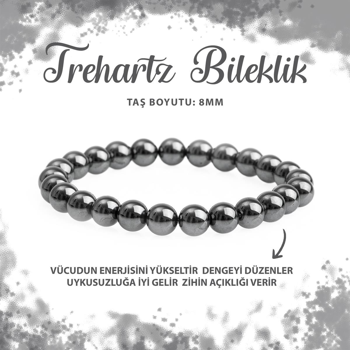 SERTİFİKALI Trehartz 8mm Doğal Taş Bileklik