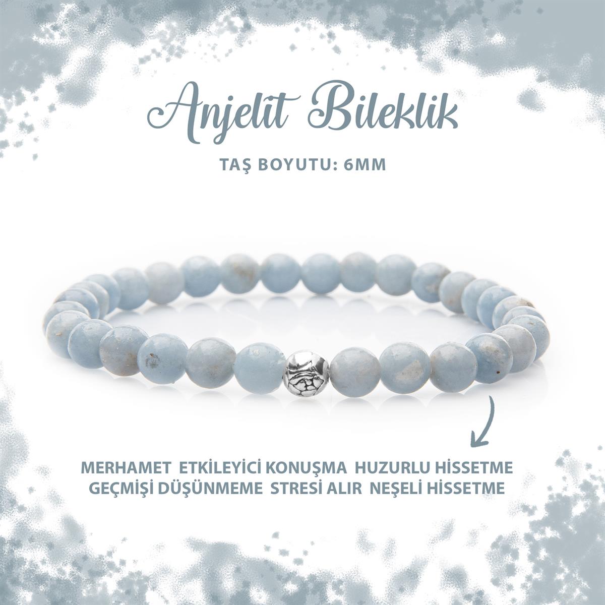 SERTİFİKALI Anjelit 6mm Doğal Taş Bileklik