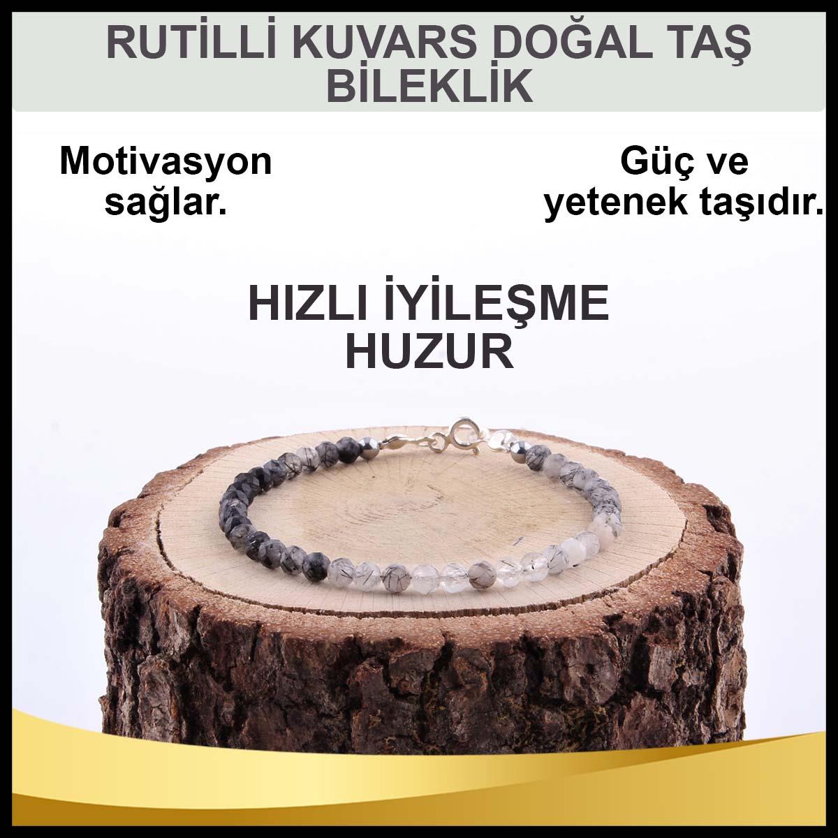 SERTİFİKALI Rutilli Kuvars  Orjinal ( Taşlar) Doğaltaş Bileklik 3 mm - B815