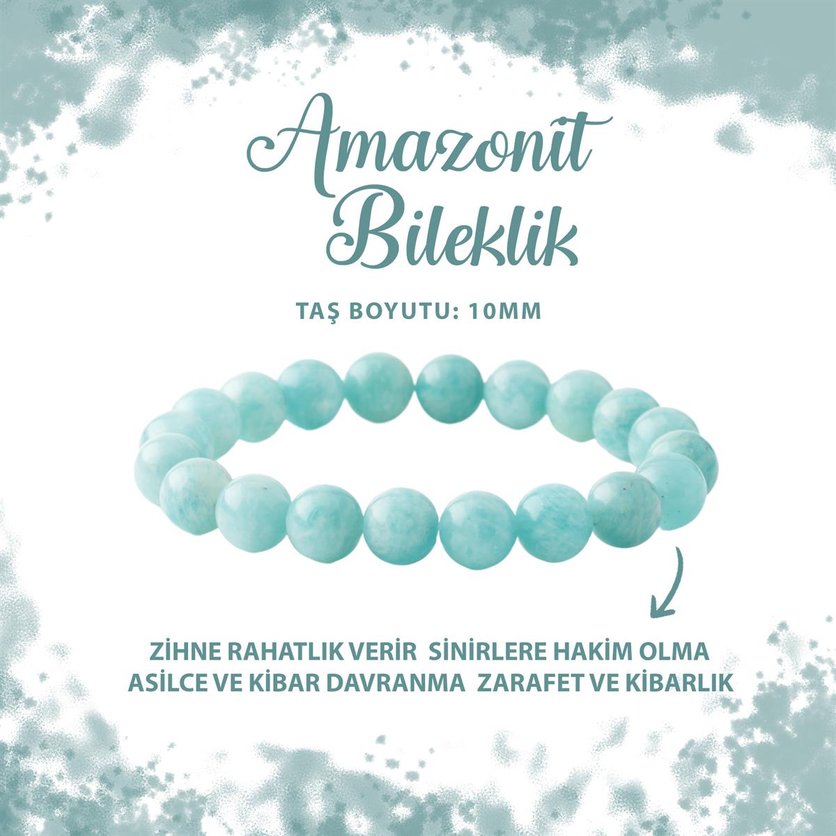 SERTİFİKALI Amazonit 10mm Doğal Taş Bileklik