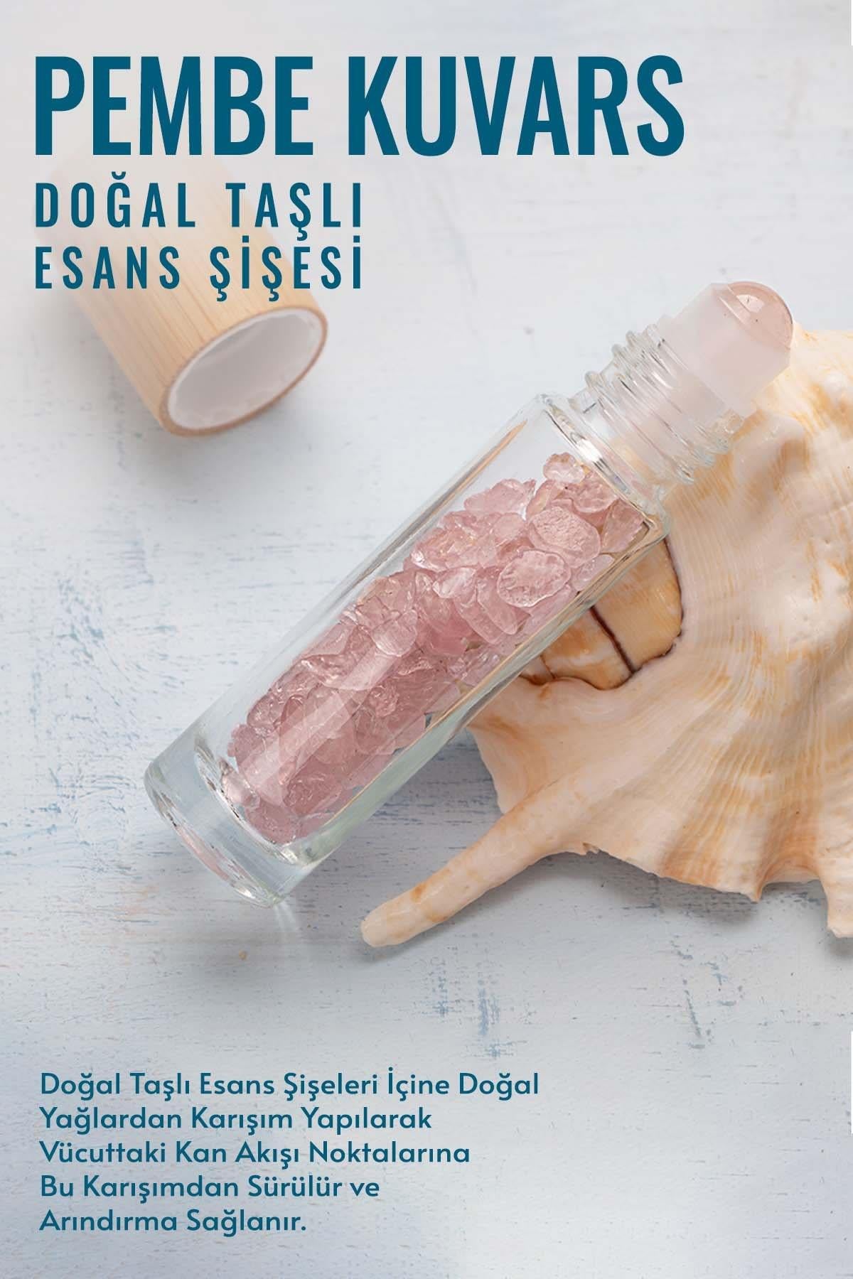 Sertifikalı Pembe Kuvars Doğal Taşlı Esans Şişesi 10cc ( Kendi Kokunu Doldur ve Kullan)