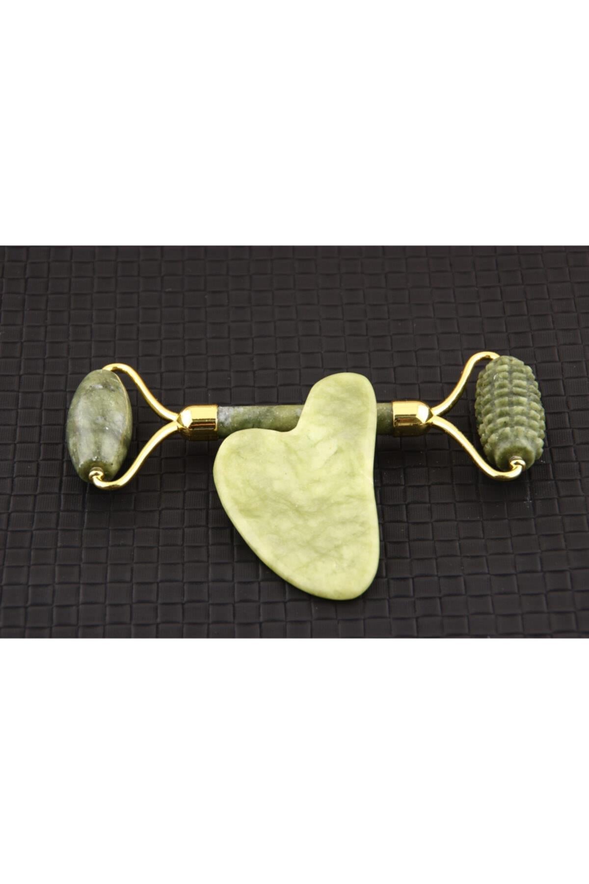 SERTİFİKALI Sertifikalı Tırtıklı Yeşim Masaj Taşı Roller Ve Yeşim Gua Sha Takım