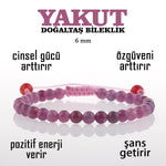 SERTİFİKALI Yakut  Orjinal ( Taşlar) Doğaltaş Bileklik 6 mm B911