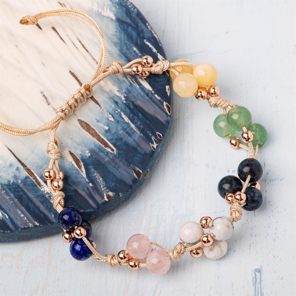Sertifikalı Başarı Bilekliği Lapis Lazuli, Sodalit, Yeşim, Aventurin Doğal Taşlı %100 El İşçiliği