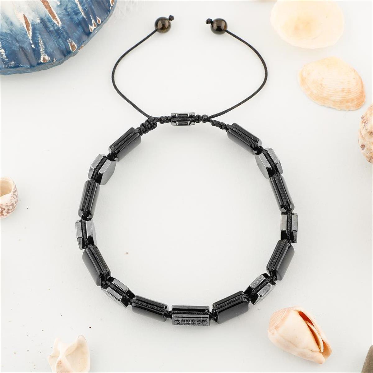 SERTİFİKALI Adaptasyon Doğal Taş Bileklik Obsidyen Hematit Zirkon Aparat B0015