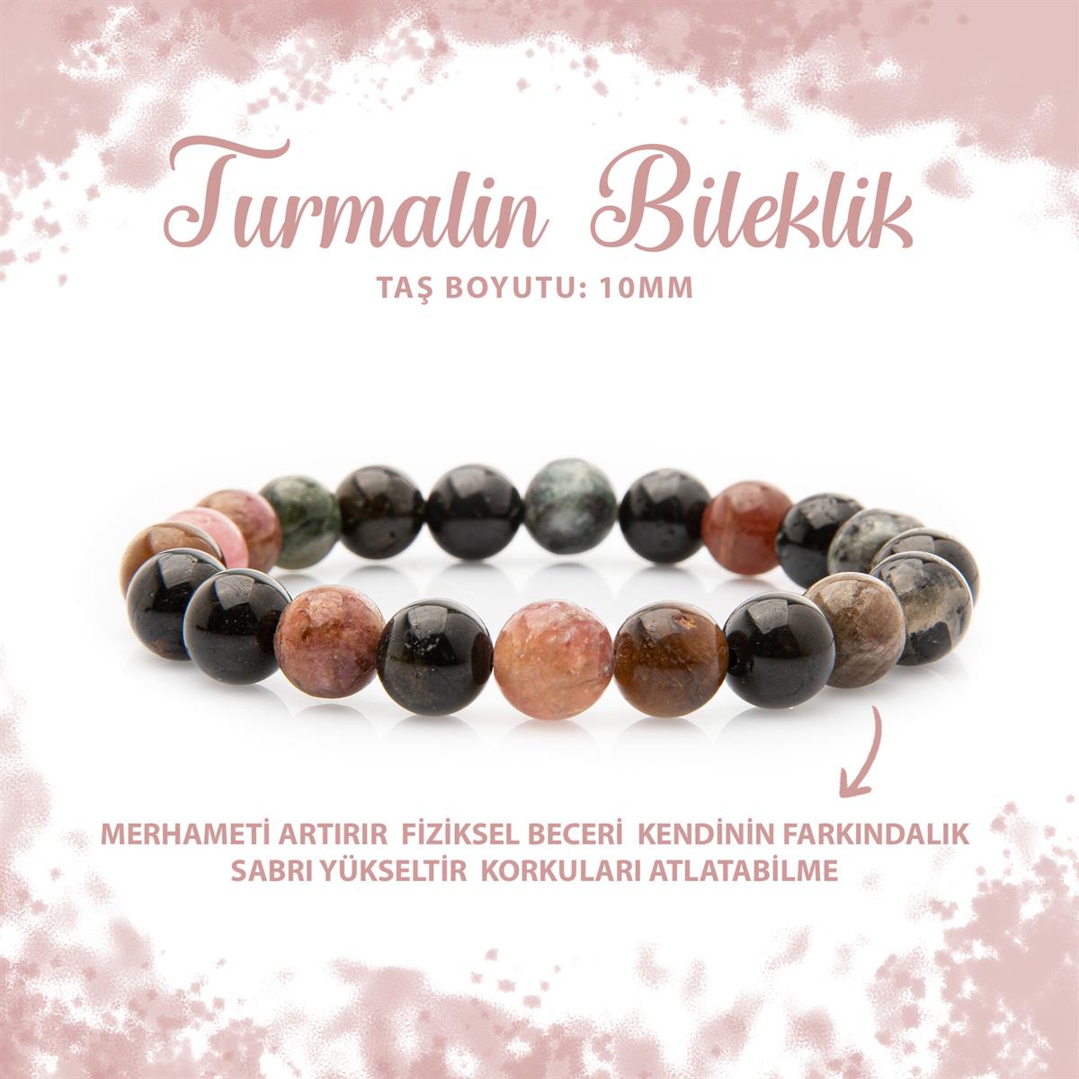 SERTİFİKALI Renkli Turmalin 10mm Doğal Taş Bileklik