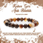 SERTİFİKALI Kahve Göz Akik 8mm Doğal Taş Bileklik