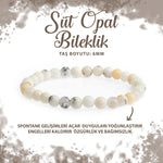 SERTİFİKALI Süt Opal 6mm Doğal Taş Bileklik