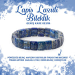 SERTİFİKALI Lapis Lazuli Doğal Taş Kare Kesim Geniş Kesim Bileklik