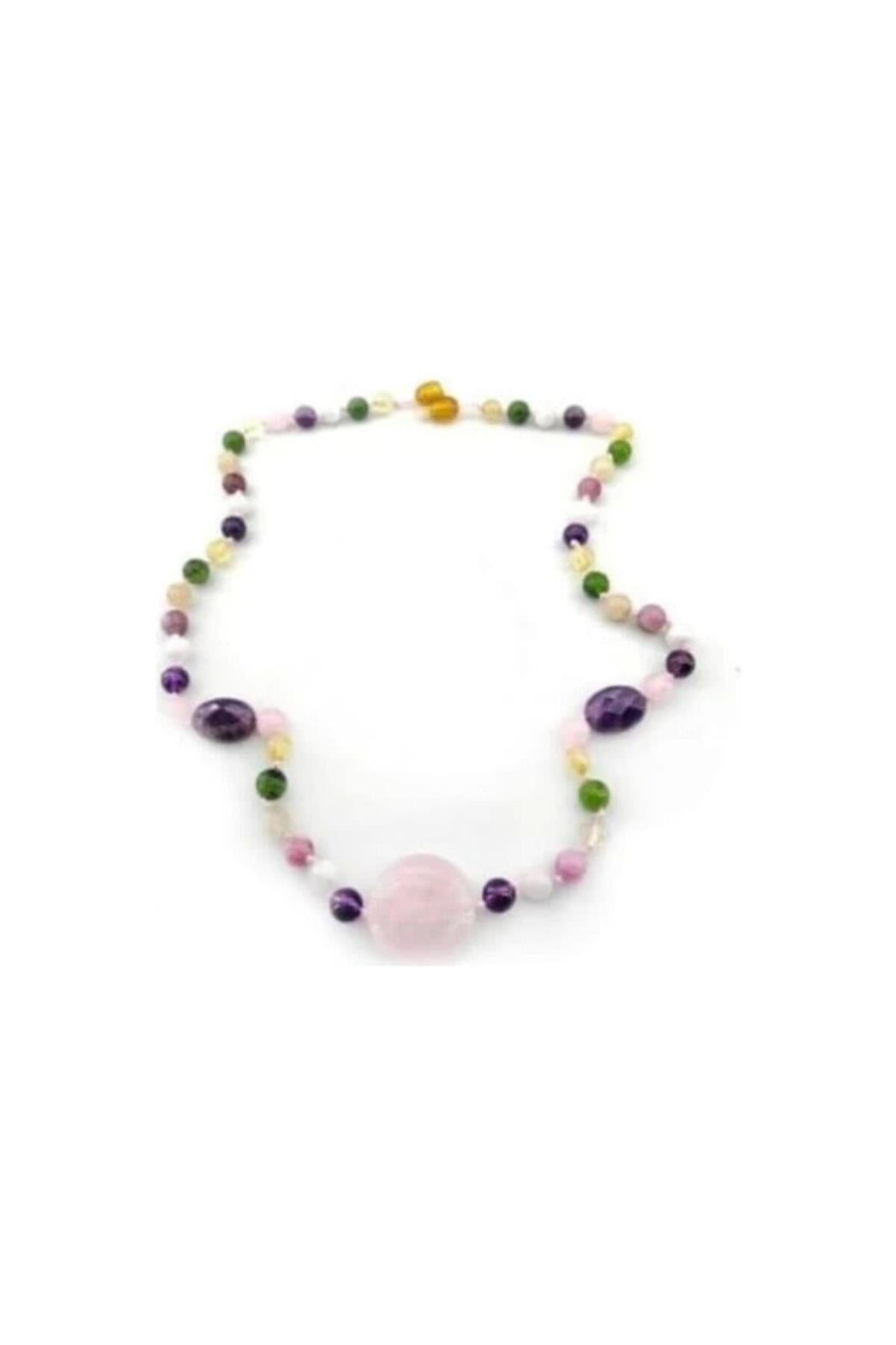 SERTİFİKALI Turmalin, Yeşim, Ametist, Sitrin Taşı, Pembe Kuvars, Ay Taşı Kolye