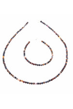SERTİFİKALI Pietersite Taşı  Orjinal ( Taşlar) Doğaltaş Kolye-Bileklik Takımı-3-4MM TS014