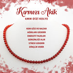 SERTİFİKALI Kırmızı Akik 6 mm Dizi Doğal Taş Kolye