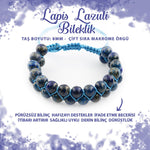SERTİFİKALI Lapis Lazuli 8mm Çift Sıra Makrome Doğal Taş Bileklik