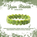 SERTİFİKALI Yeşim Doğal Taş Özel Kesim Geniş Kesim Bileklik