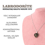 SERTİFİKALI Labradorite  Orjinal ( Taşlar) Doğaltaş Kalpli Kolye Ucu, Gümüş zincirle beraber M442