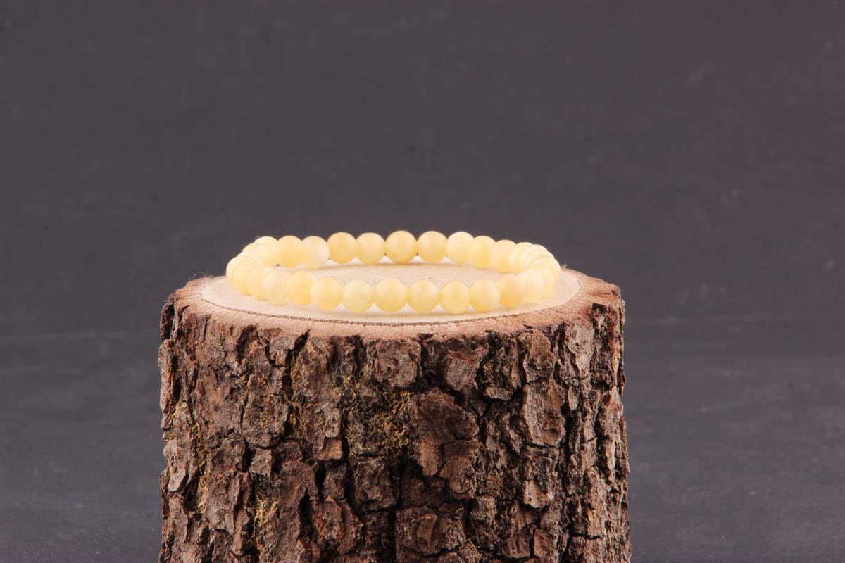 SERTİFİKALI Kalsit  Orjinal ( Taşlar) Doğaltaş Bileklik 6 mm - B827