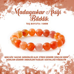 SERTİFİKALI Madagaskar Akiği 10mm Doğal Taş Bileklik