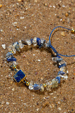 Sertifikalı Doğal Taşlı Rahat Uyku Bilekliği, 925 Ayar Gümüş, Lapis Lazuli, Kristal Kuvars