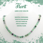 SERTİFİKALI Yeşil Florit 6 mm Dizi Doğal Taş Kolye