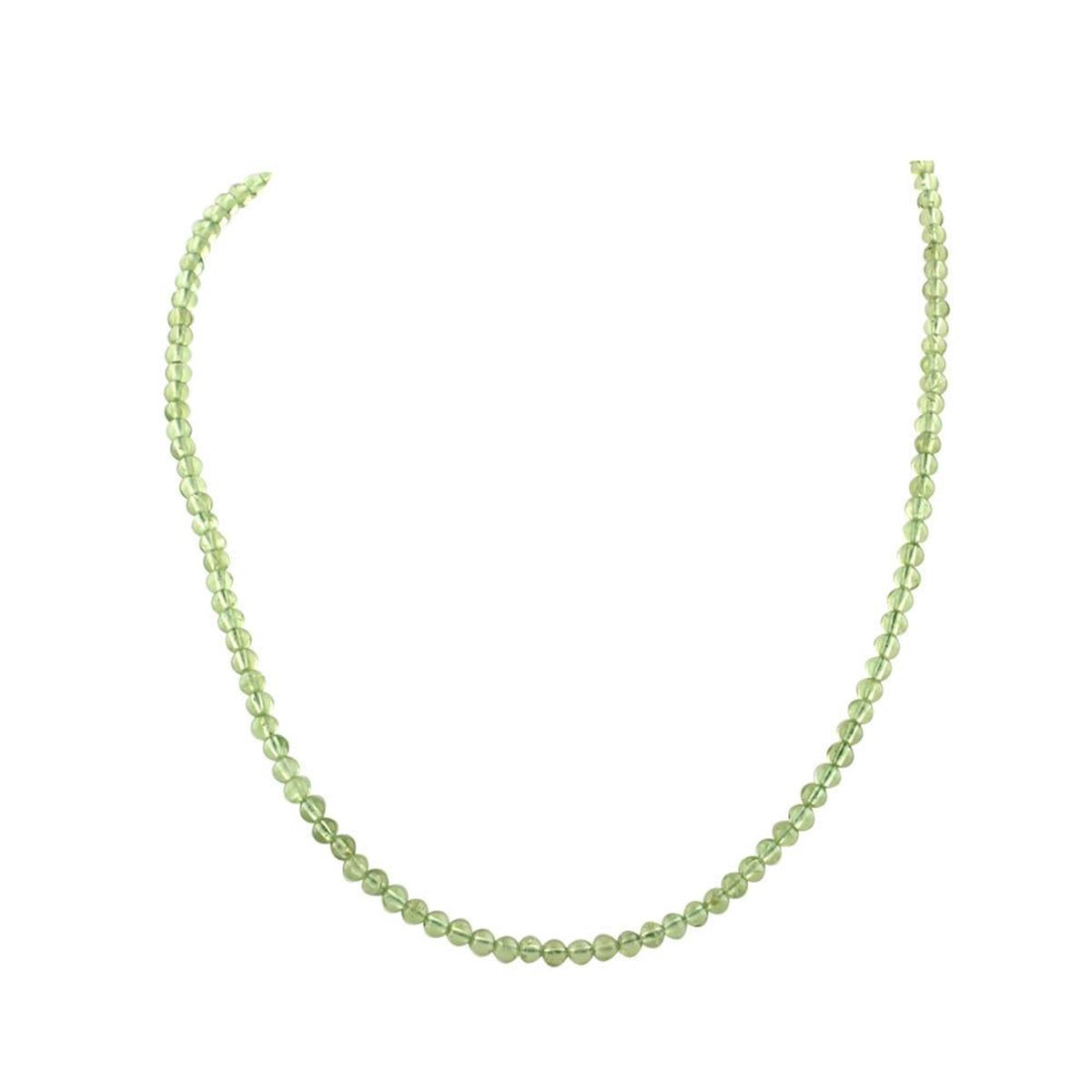 SERTİFİKALI Yeşil Zebercet  Orjinal ( Taşlar) Doğaltaş Kolye 40cm - 4mm
