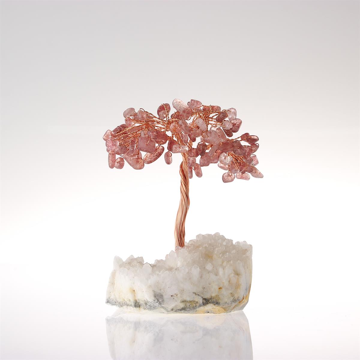 SERTİFİKALI Çilek Kuvars, Kristal Kuvars  Orjinal ( Taşlar) Doğaltaş Ağaç 10x7 cm, D028