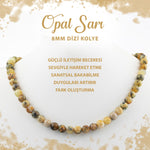 SERTİFİKALI Opal Sarı 8 mm Dizi Doğal Taş Kolye