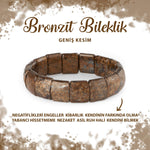SERTİFİKALI Bronzit Doğal Taş Balık Sırtı Geniş Kesim Bileklik