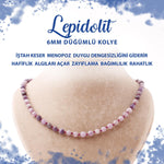 SERTİFİKALI Lepidolit 6 mm Düğümlü Doğal Taş Kolye