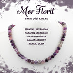 SERTİFİKALI Mor Florit 8 mm Dizi Doğal Taş Kolye