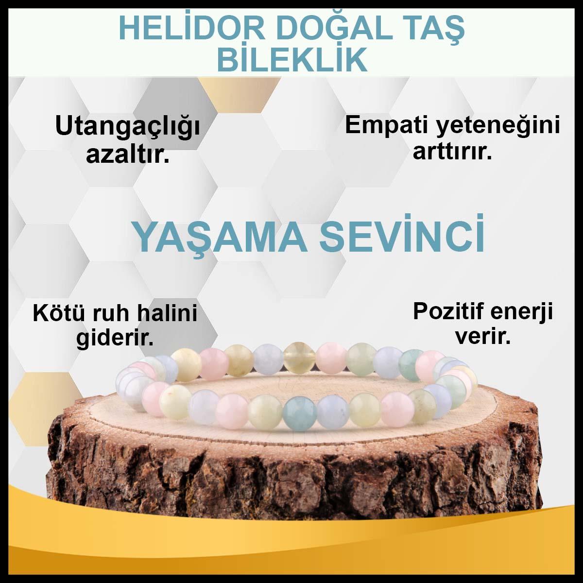 SERTİFİKALI Helidor  Orjinal ( Taşlar) Doğaltaş Bileklik 6 mm - B821