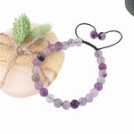 SERTİFİKALI Mor Renkli Florit  Orjinal ( Taşlar) Doğaltaş Bileklik   - 6mm