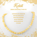 SERTİFİKALI Kalsit 8 mm Düğümlü Doğal Taş Kolye